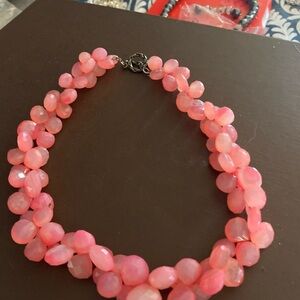 Double-Strand Pink Teardrop Necklace